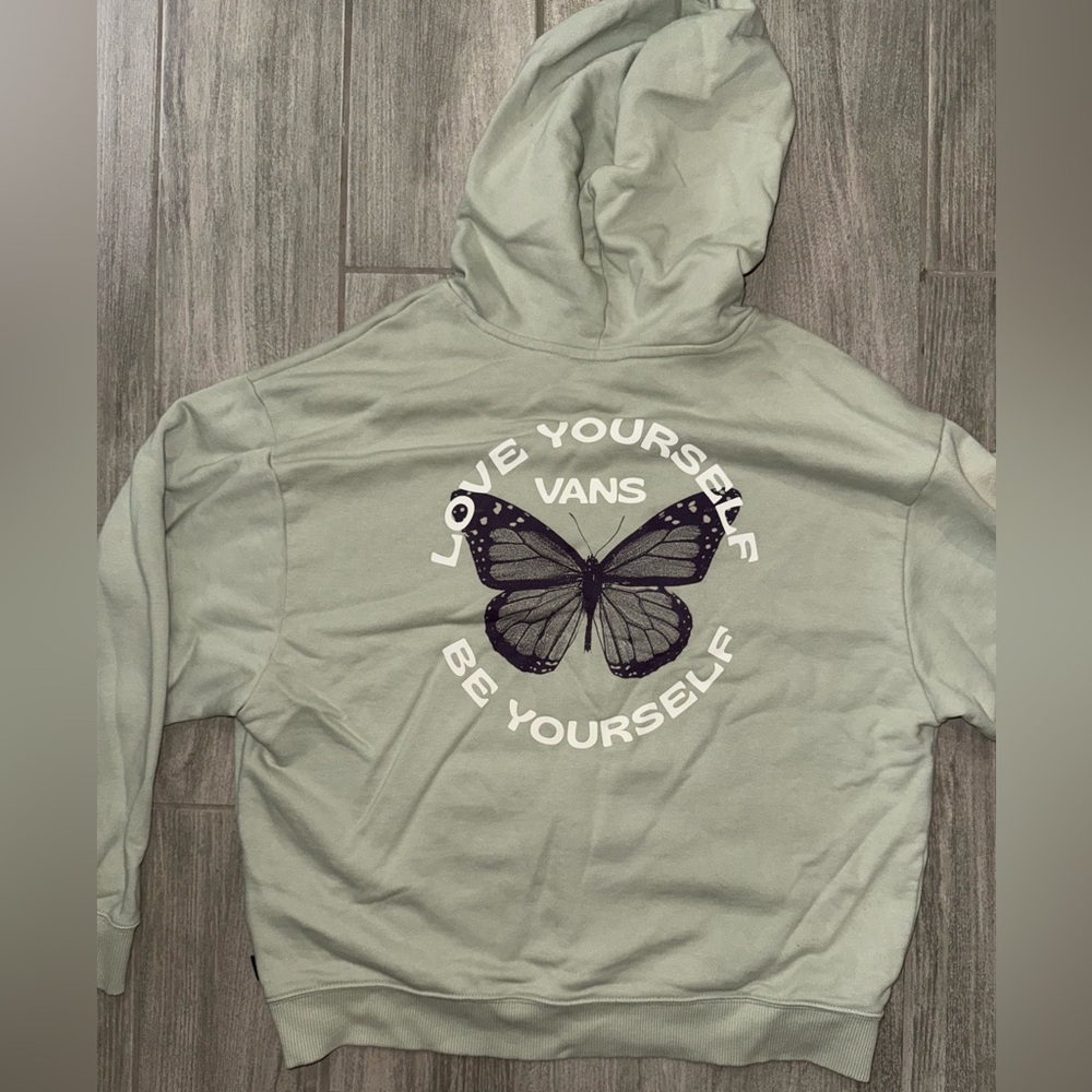 Vans Sage Green Hoodie with Butterfly print